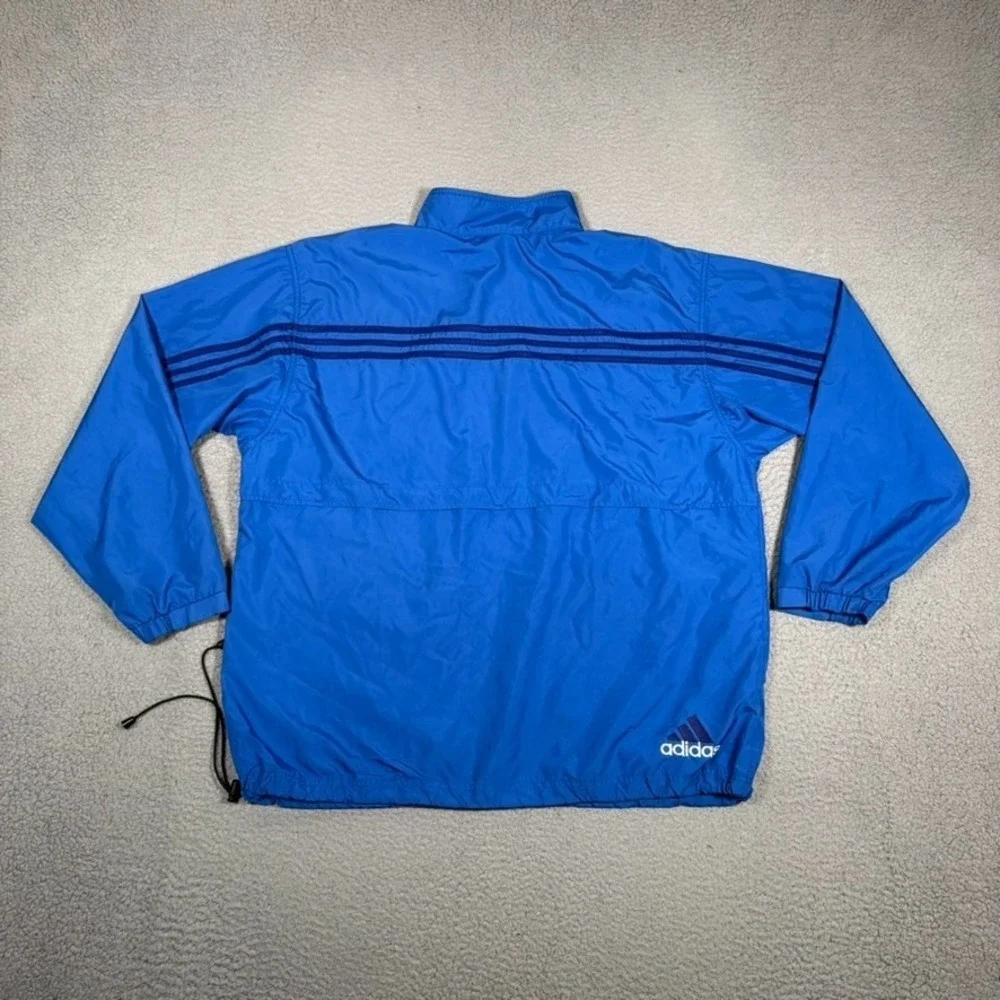 Vintage Adidas Windbreaker Mens XL Blue Pullover Vented Snap Lightweight Logo‎
